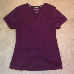 SET OF 2: HH Works Healing Hands Maroon Scrub Top